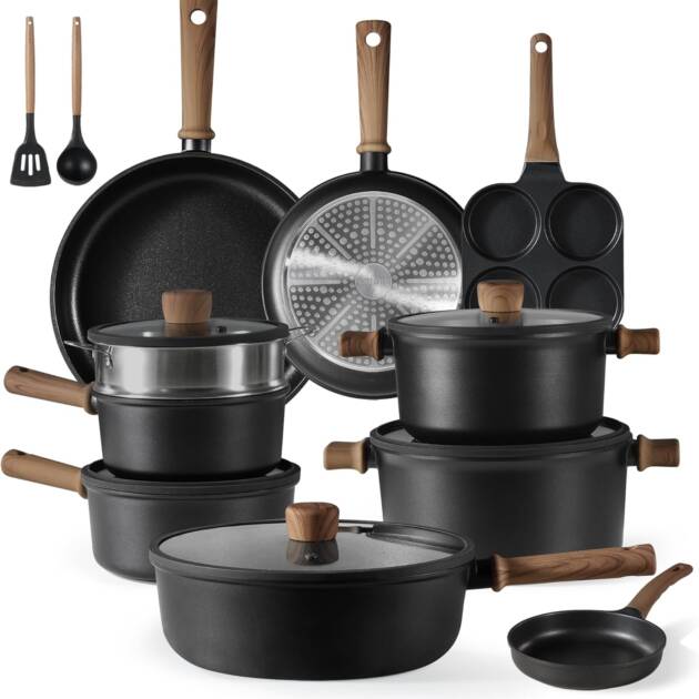 CAROTE Nonstick Pots and Pans Induction Cookware Set For Kitchen