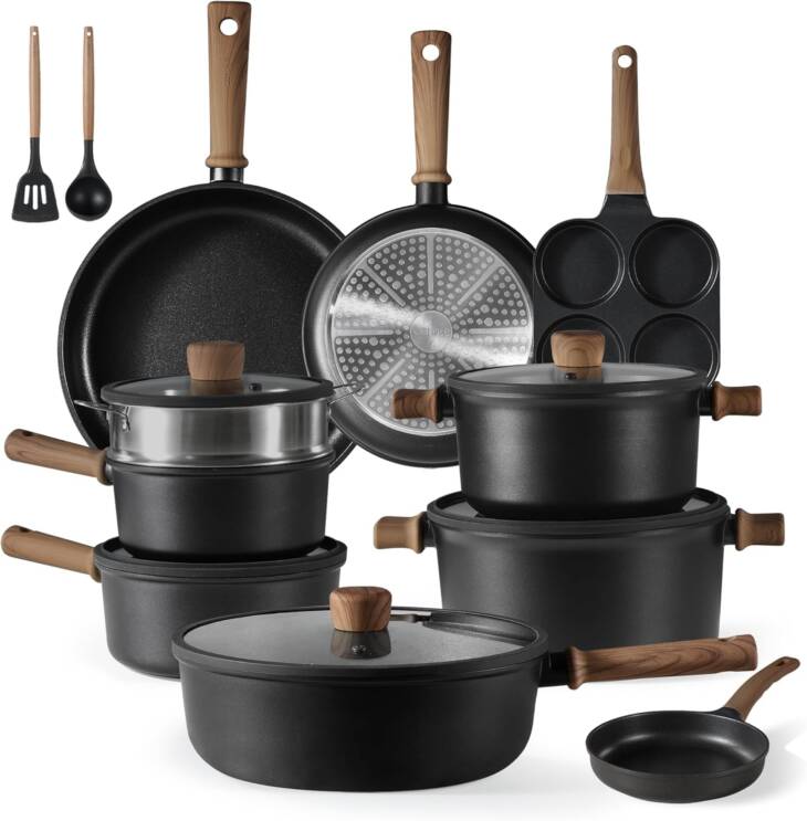 CAROTE Nonstick Pots and Pans Induction Cookware Set For Kitchen
