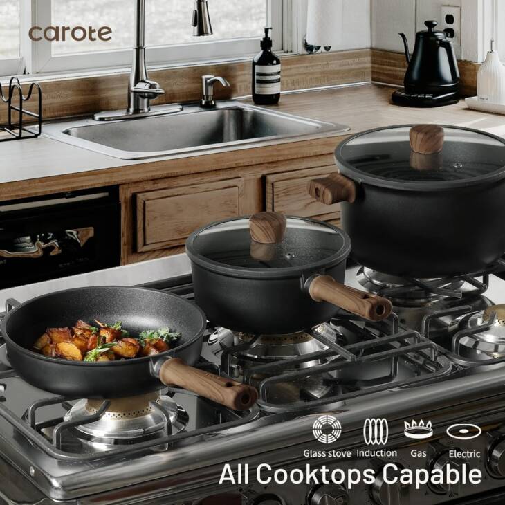 CAROTE Nonstick Pots and Pans Induction Cookware Set For Kitchen - Image 3